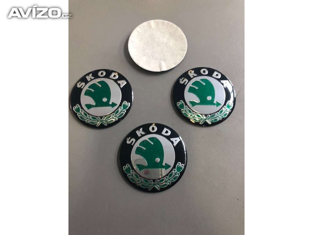 Středové pokličky / samolepky alu kola Škoda 56 mm Staré logo