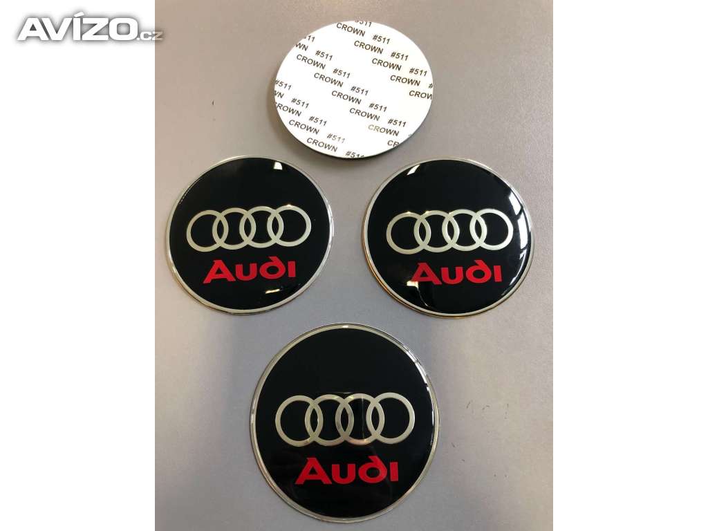 Středové pokličky / samolepky kola AUDI + logo 64mm