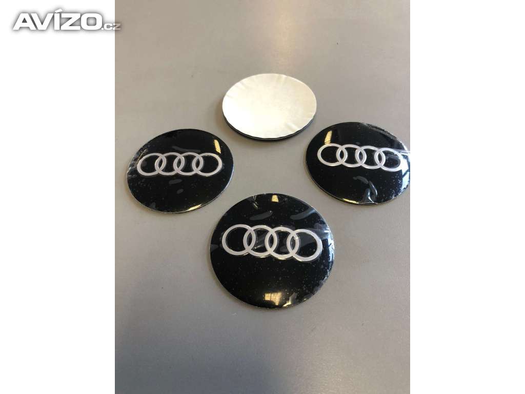 Středové pokličky / samolepky alu kola AUDI - černé