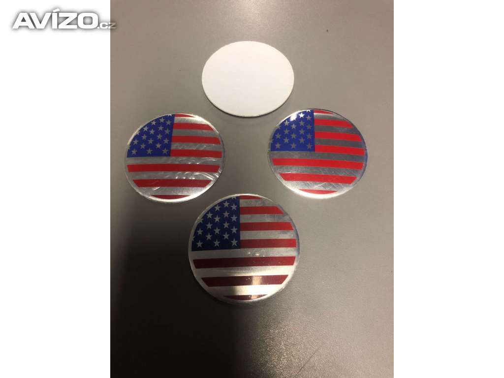 Středové pokličky / samolepky alu kola vlajka USA