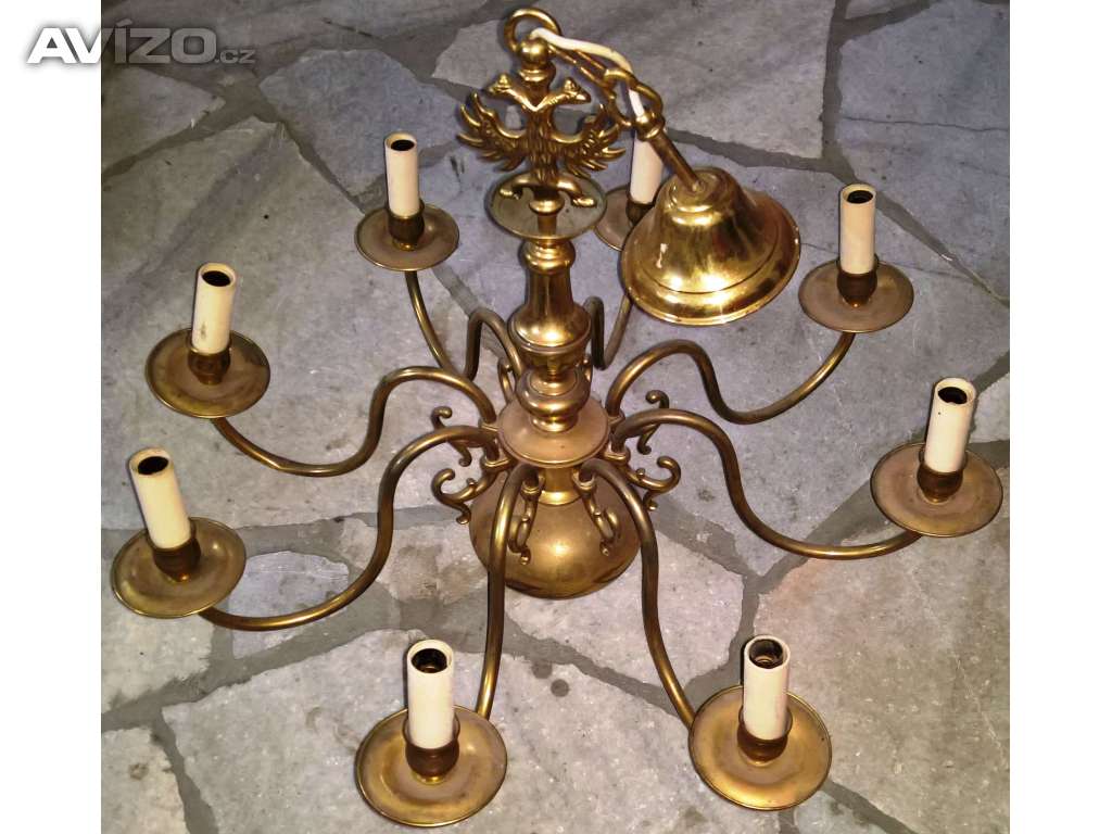 Bronzový lustr, 8 ramenný