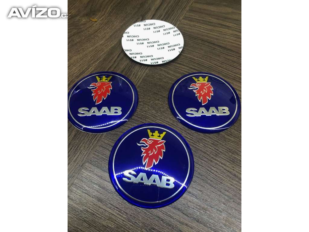 Středové pokličky / samolepky alu kola SAAB 65 mm
