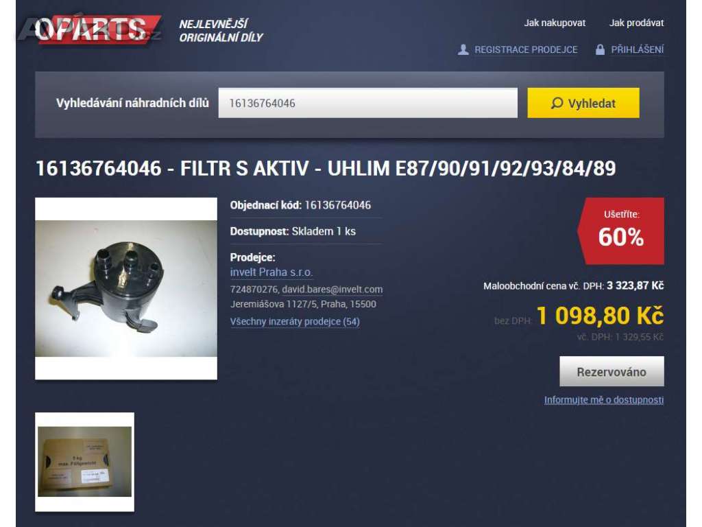 palivový filtr s aktivním uhlím