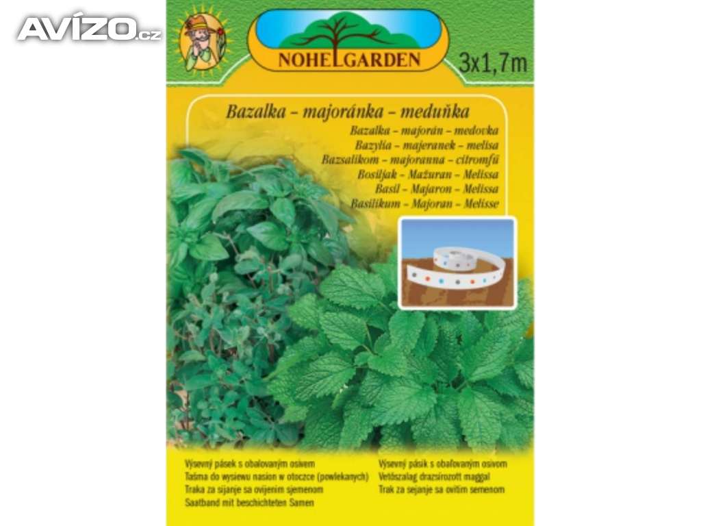 Pásek výsevný Bazalka zelená + Majoránka + Meduňka, 3x1,7m
