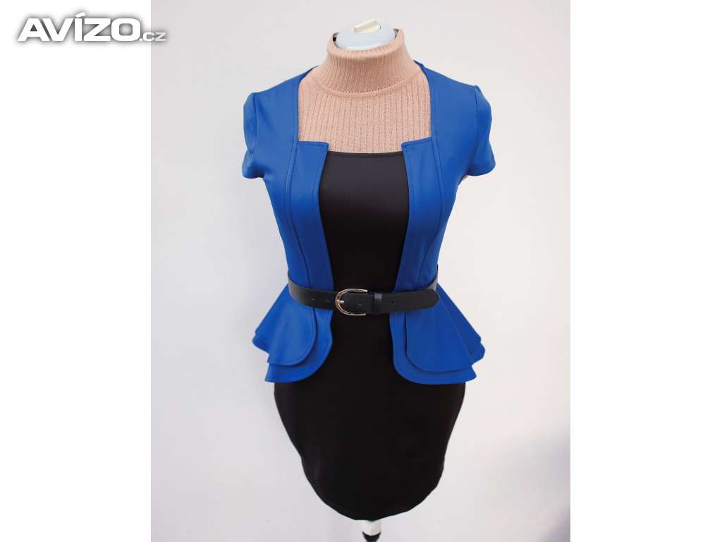 Modročerné peplum šaty vel.40-42