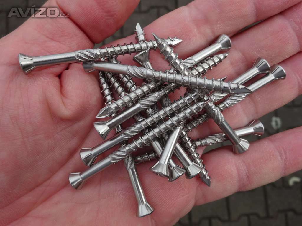 Nerezové vruty do exotických dřevin pro terasy, fasády, obklady. NEREZ A2