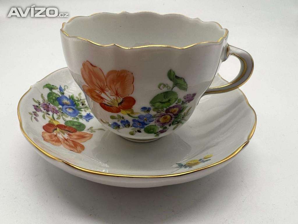 Míšeň, porcelánové šapo s podšálkem