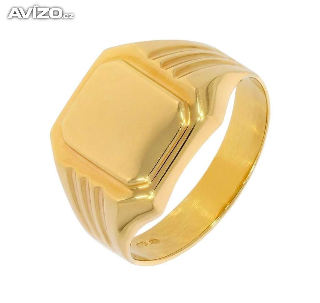 NOVÝ Krásny pánsky zlatý pečatný prsteň - Korai