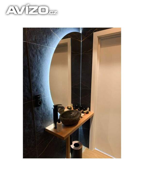 Koupelnové zrcadlo půlkruh s osvětlením - HELENA LED 80X40
