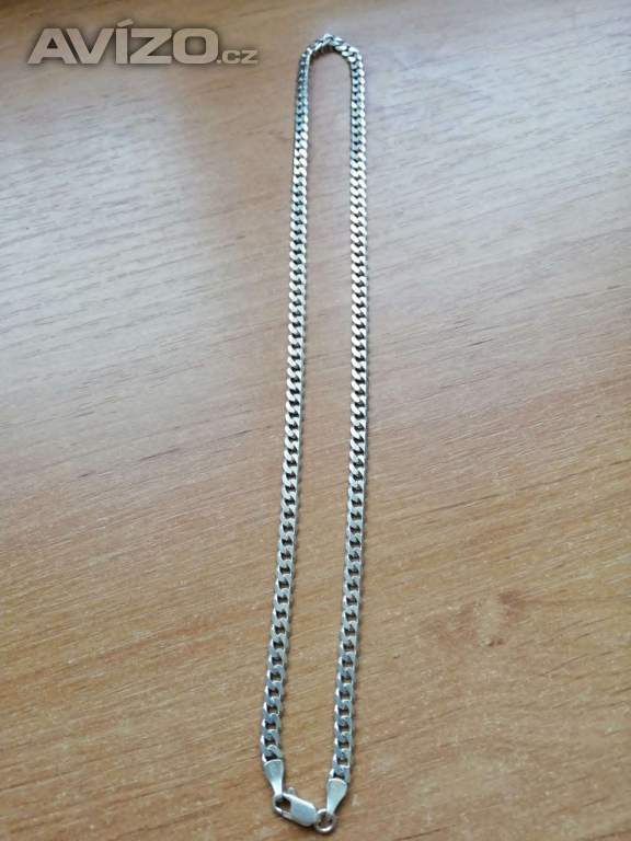 Řetízek stříbrný na krk, dlouhý, délka 55 cm