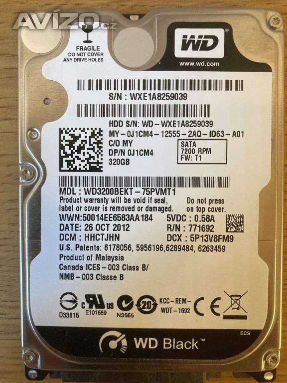2,5 320GB HDD WD Scorpio Black BE