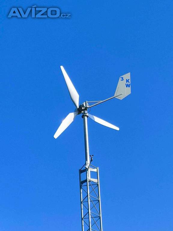 Malá větrná elektrárna 3Kw, 12m vysoká