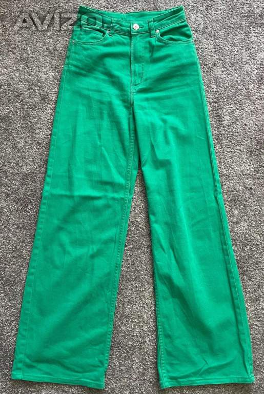 Dámské zvonové kalhoty zelené