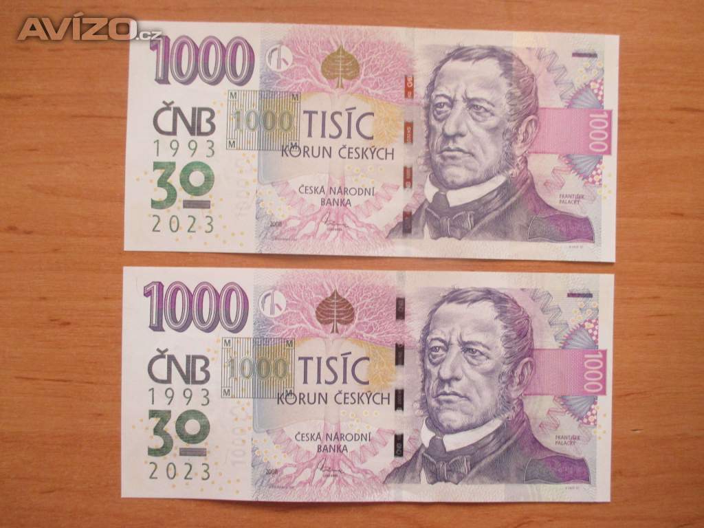 Bankovky 1000 Kč s přítiskem