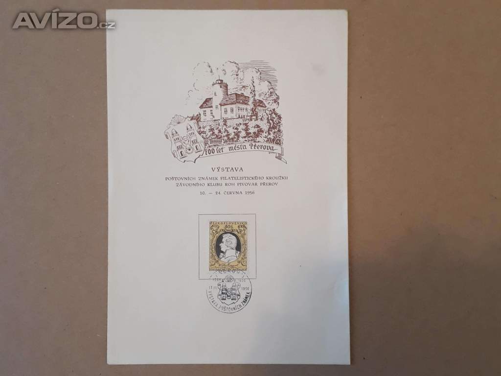Mozart 30 hal., výstava poštovních známek Přerov 1956
