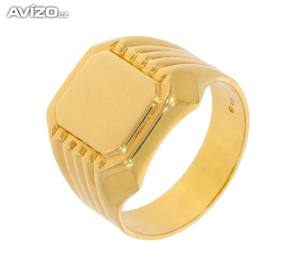 NOVÝ Pánsky pečatný prsteň zo žltého 14k zlata - Korai