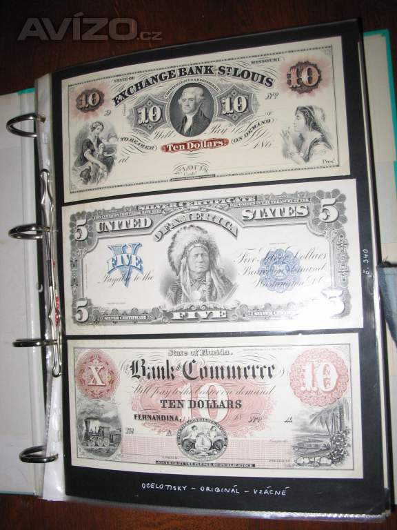 Sbírka bankovek USA a Čína = stav N - UNC.