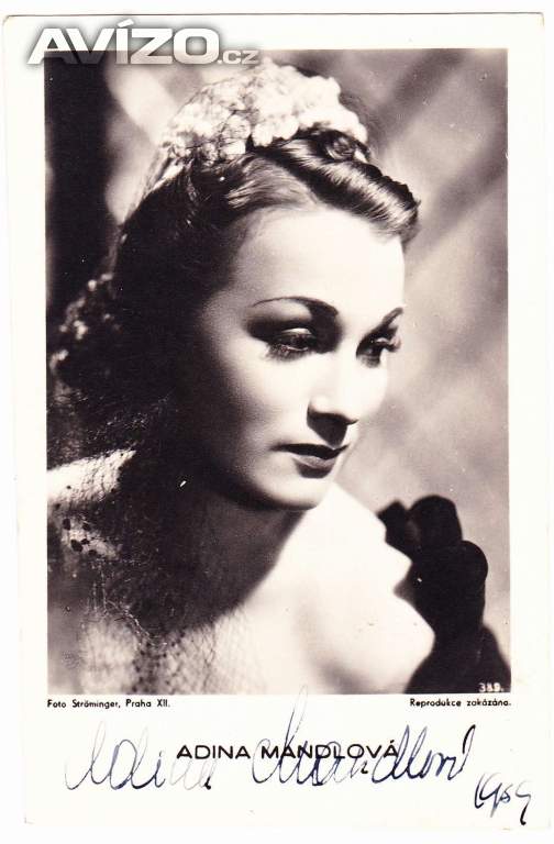 Adina Mandlová – propagační portrét z roku 1939, excelentní stav