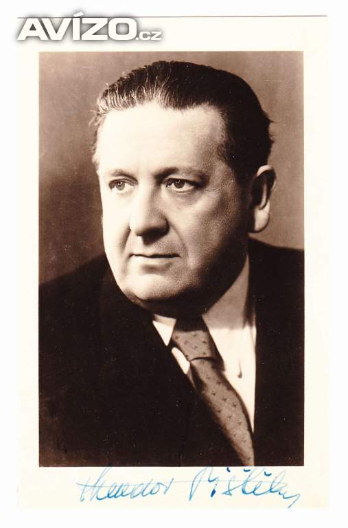 Theodor Pištěk, autogram z konce 30. let, propagační fotografie 