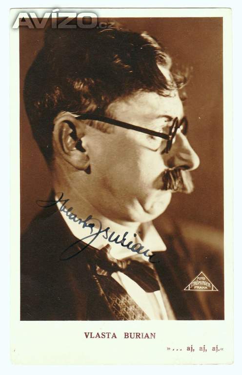 Vlasta Burian autogram, 30. léta, ateliér Willi Ströminger, krásný stav