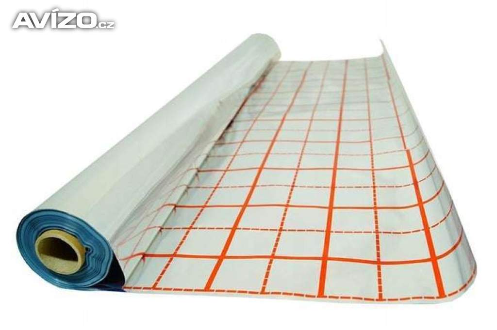 Max. hrubá fólie 110 mikronů pro podlahové topení - reflexní 50 metrů s rastrem