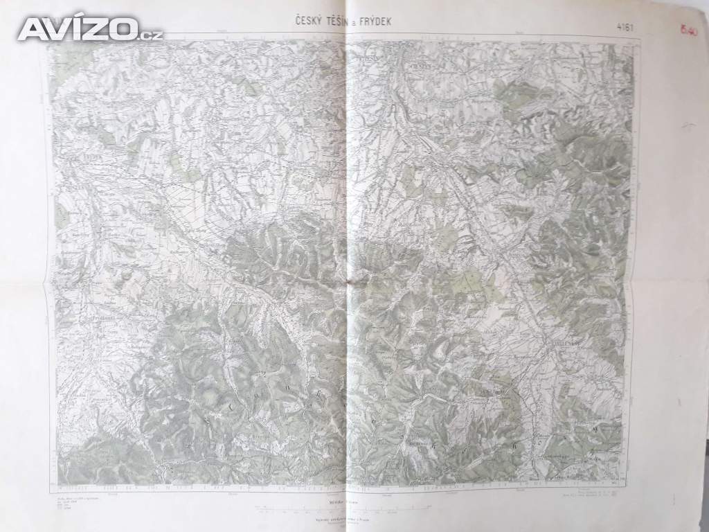 Mapa Český Těšín a Frýdek 1927, měř. 1:75 000
