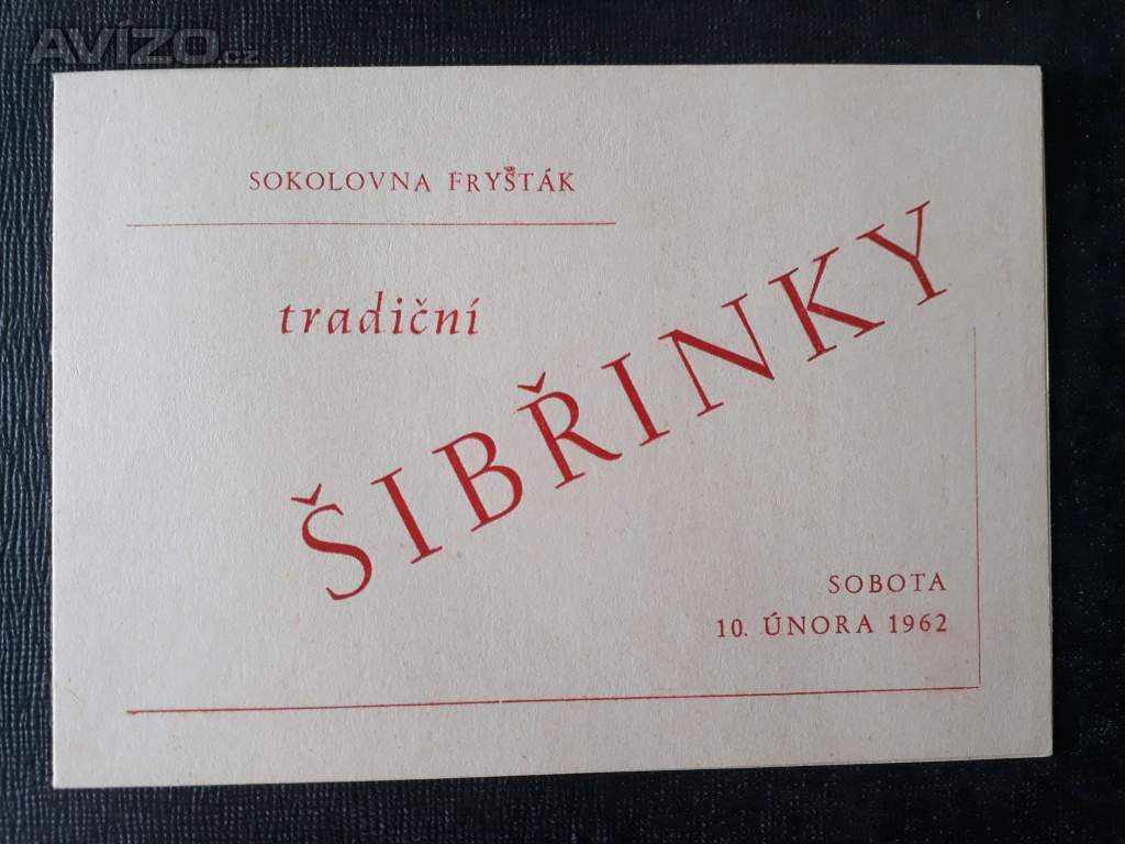 Pozvánka - Šibřinky Fryšták 1962 
