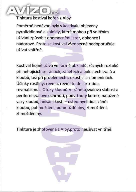 Kostivalová tinktura v Alpě 200ml