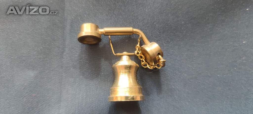Stará miniatura, dekorace kovová, telefon