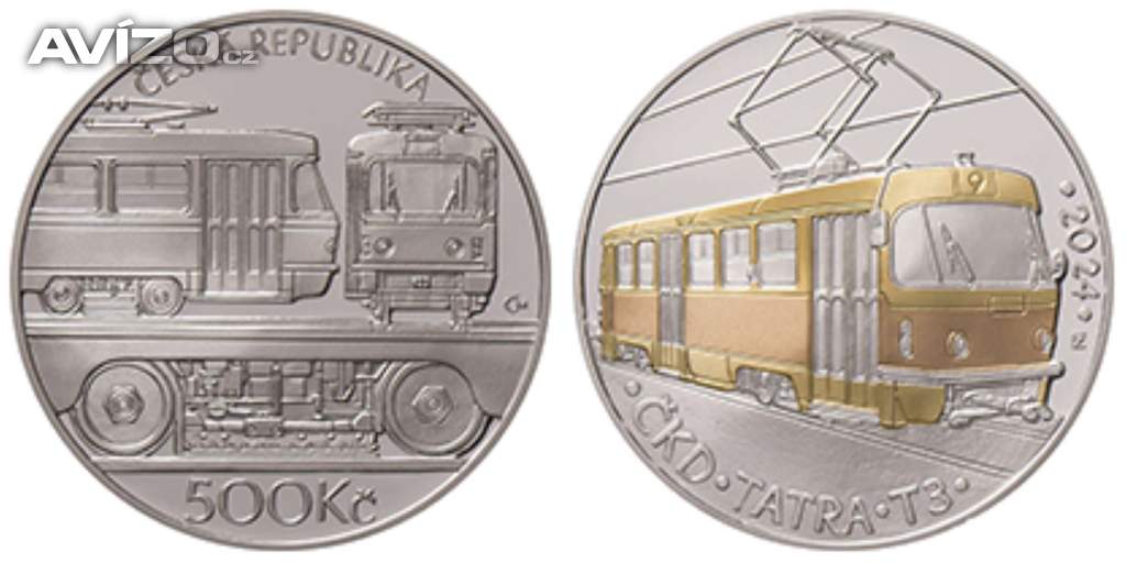 500 Kč Pamětní stříbrná Tramvaj ČKD Tatra T3 proof