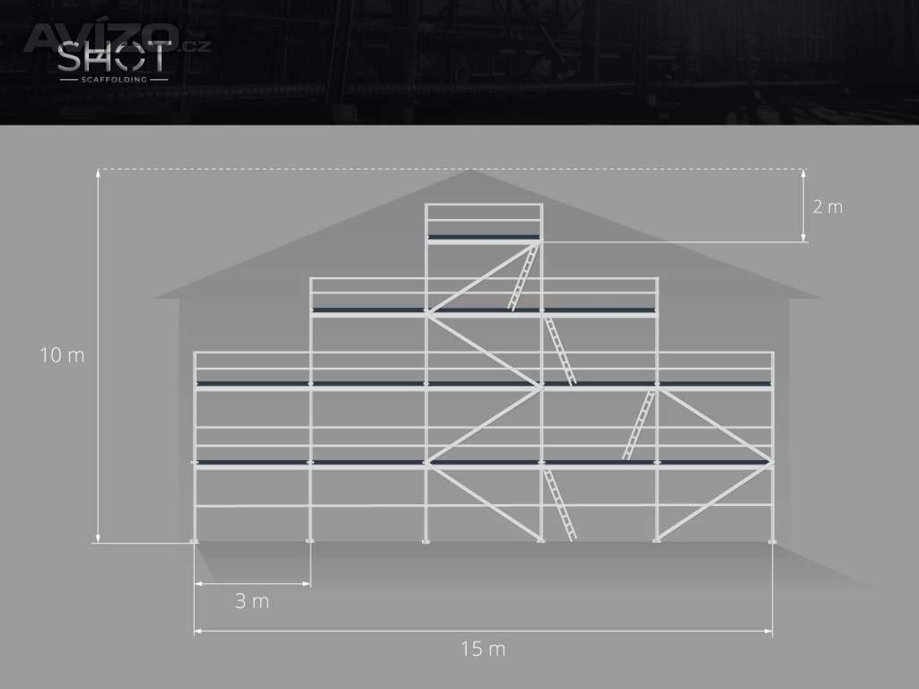 Nove fasádní lešení scaff 74 Plettac -156 m2