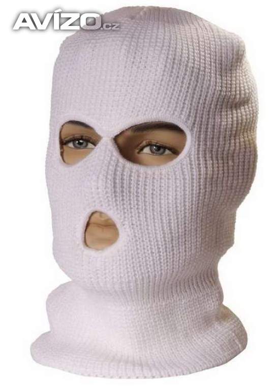 Kukla Mil-Tec Balaclava pletená se 3 otvory - bílá