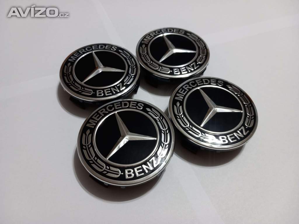 Středové krytky Mercedes 75mm, černé
