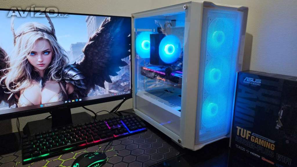 Bílé Herní PC AMD Ryzen 5 3600, RX5700XT, 32GB, M.2 SSD 1TB, WIFI+BT, ARGB, NOVÉ/ZÁRUKA