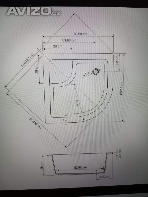 Sprchová vanička 90x90 cm