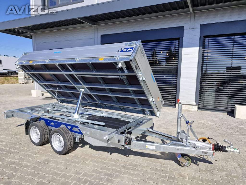 Přívěs Saris 3-str. sklápěč 356 184 3500kg HD, kombi hydr., listová pera