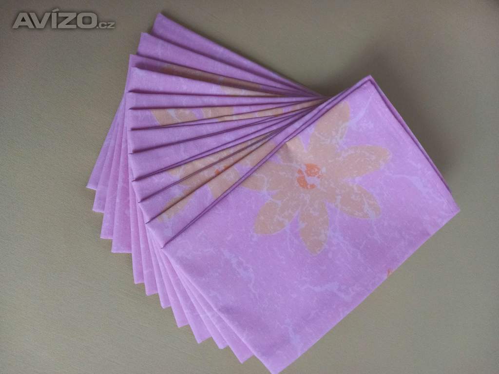 Utěrky 12 kusů, růžové, vyprané.