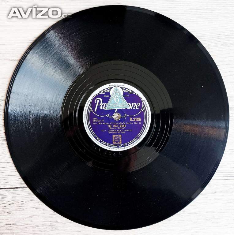 Starožitná gramodeska RAY LINNS HOLLYWOOD SWING STARS - šelak 78 ot/min