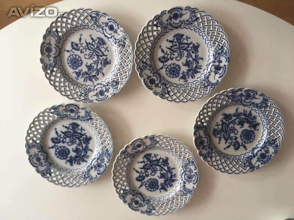  5x - Meissen prolamovaný porcelánový talíř Cibulák