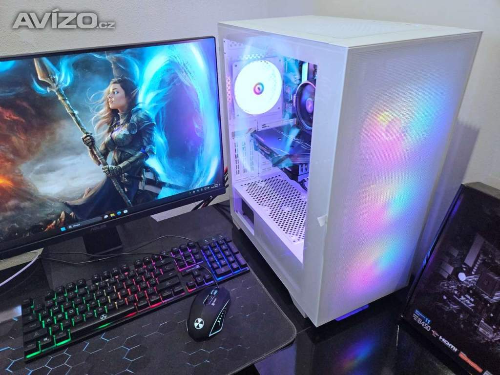 Bílé Herní PC AMD Ryzen 5 2600, GTX1660Ti, 16GB, SSD 1TB, WIFI+BT, RGB, NOVÉ/ZÁRUKA
