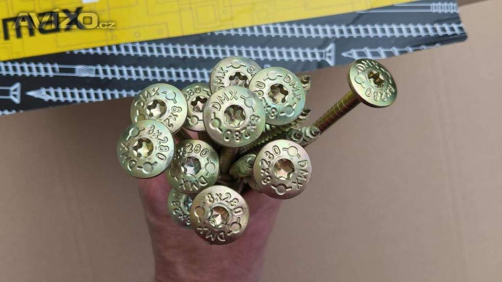 50ks konstrukřní vruty 8x280 talířova hlava, torx