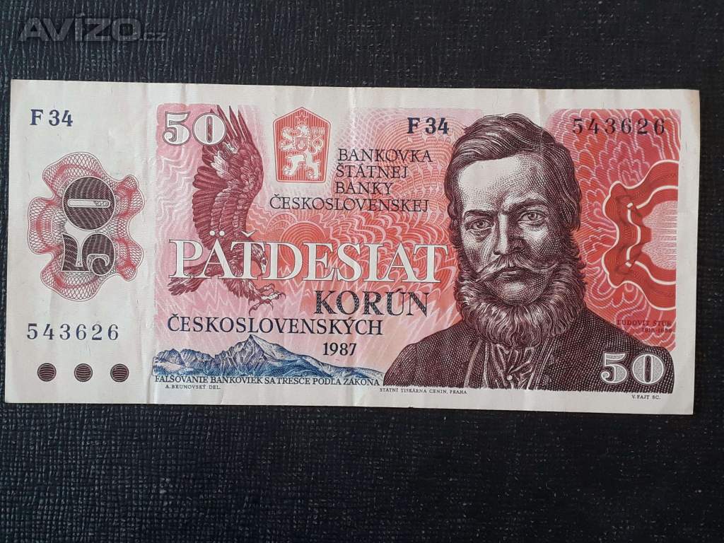  50 Kčs 1987 série F34 543626 