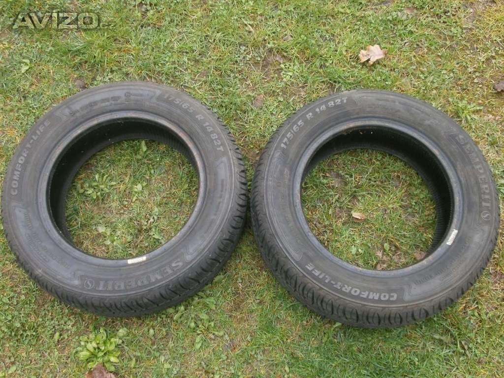 2xLetní gumy SEMPERIT 175/65 R14 vzorek je: 2x 7,2MM cena za obě: 1300kč.