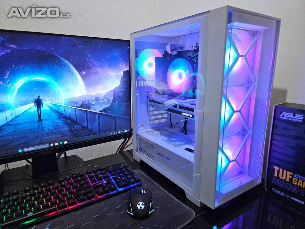Bílé Herní PC AMD Ryzen 5 3600, RTX3060 12GB, 32GB, 1TB M.2 SSD, WIFI+BT, ARGB, NOVÉ/ZÁRUKA