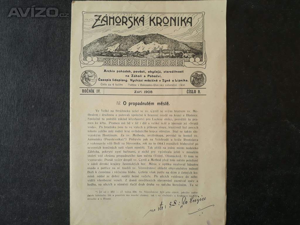  Záhorská kronika - časopis lidopisný, Týn u Lipníka 1908 