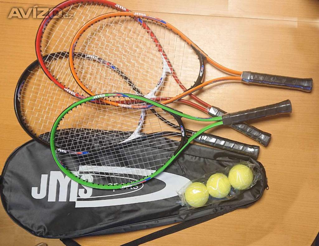 Tenisový set 4x raketa 3x míček pouzdro - nový , nepoužitý