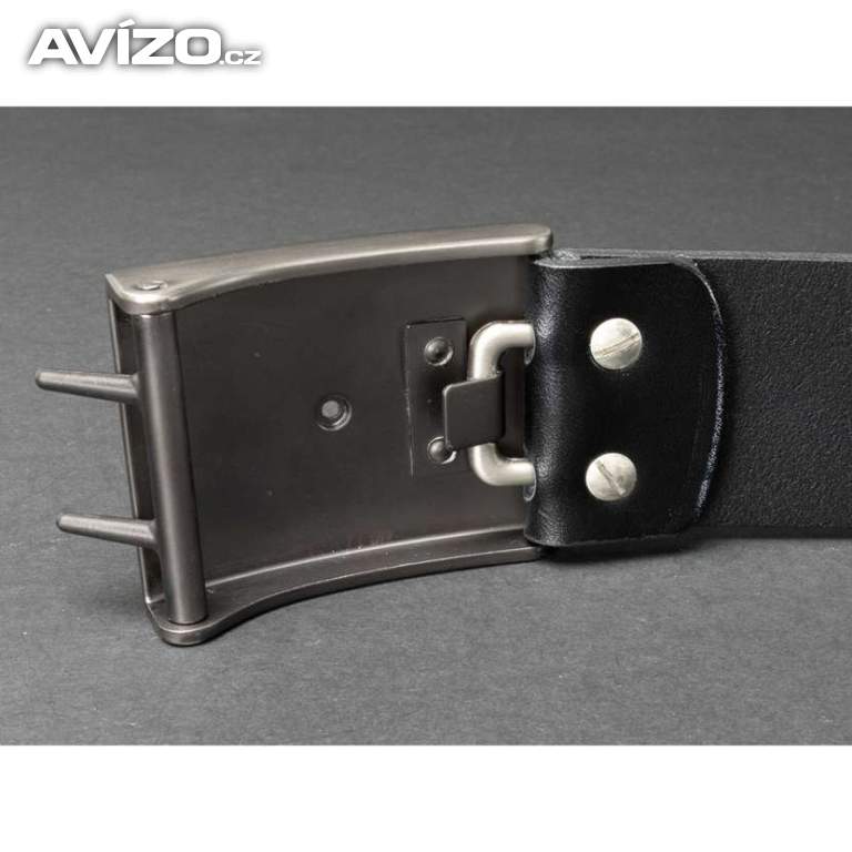 Opasek kožený Český lev 4,5 cm - černý