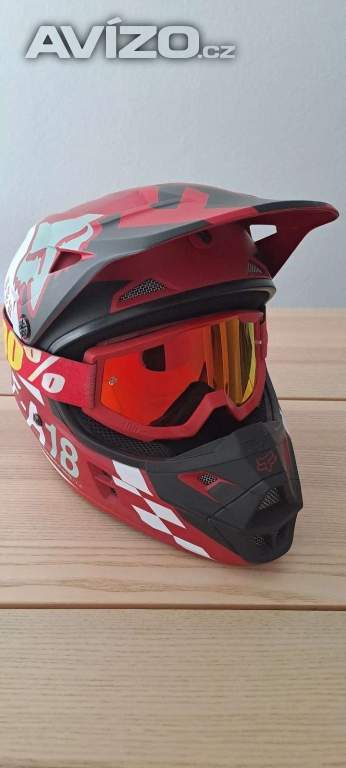 Motokrosová přilba FOX V1 Sayak + brýle