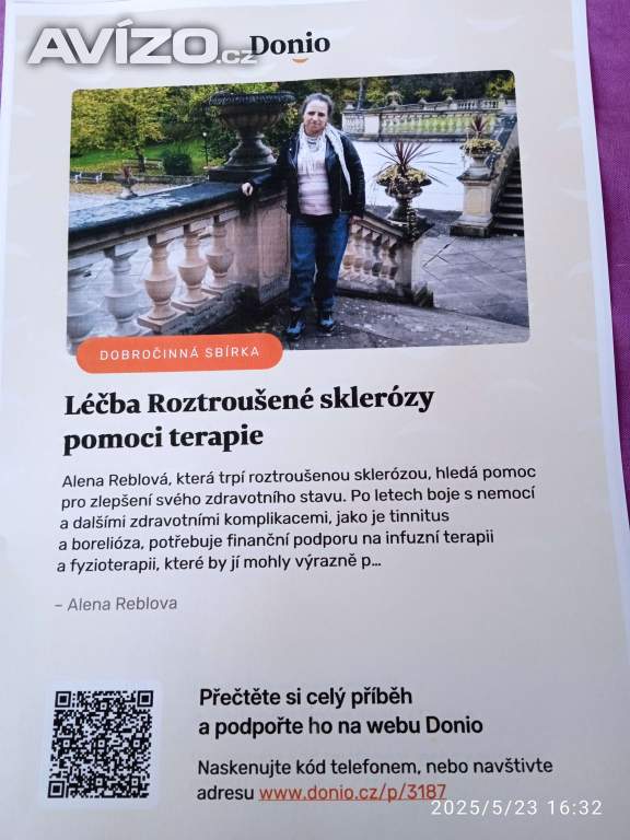 Léčba Roztroušené sklerózy -dobročinná sbírka nadace Donio.