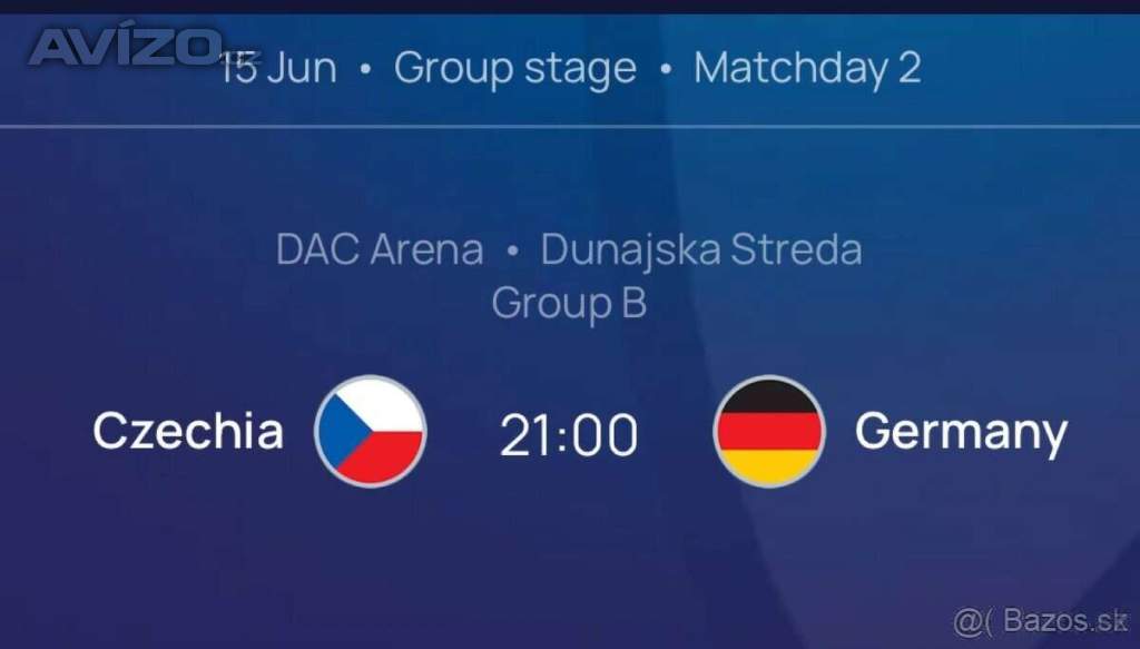 Ponúkam 2 vstupenky na futbal U21 Česko - Nemecko
